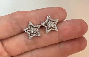 CZ Star Stud Earrings for Men Women Streetwear Punk Hip Hop Unisex Style thumbnail 5