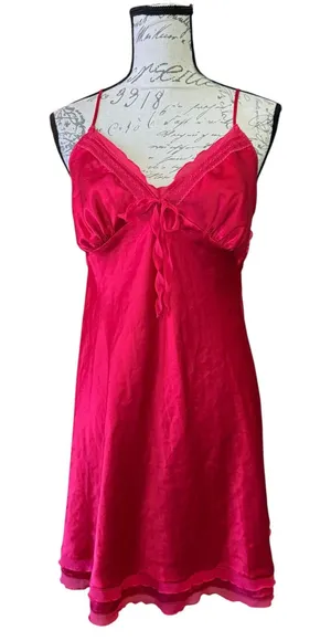 Victoria's Secret 2006 Y2K Red Satin Lingerie Slip Dress Size Large thumbnail 1