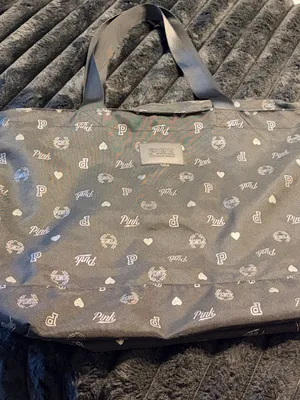PINK Victoria's Secret Black Logo-Print Weekend Tote thumbnail 1