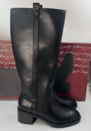 Kensie Naya B Women’s Black Knee High Boots Size 7.5 Side Zip Block Heel NWT thumbnail 1