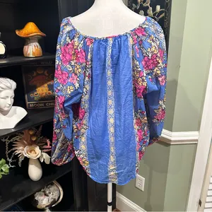 Free People Elena Printed Peasant Top – Size Medium thumbnail 9