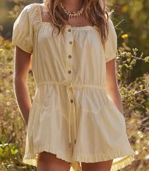 Free People A Sight For Sore Eyes Romper light yellow XS thumbnail 1