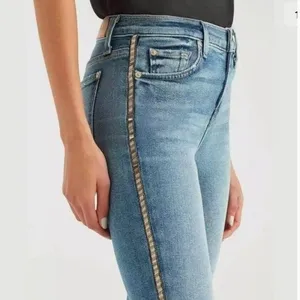 7 For All Mankind Luxe Vintage Skinny Jeans With Metallic Chevron Stripe Size 26 thumbnail 12