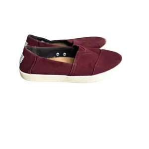 TOMS Alpargata Slip On Sneakers Shoes Size 7.5 Red Maroon Canvas Womens Casual‎ thumbnail 6