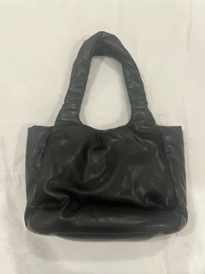 A New Day Black Puffy Ruched Shoulder Bag Tote thumbnail 1