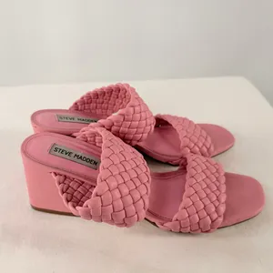 Steve‎ Madden Daphne Braided Double Strap Block Heel Sandals in Bubblegum Pink 9 thumbnail 5