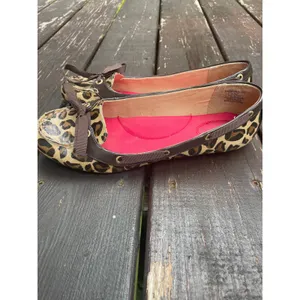 Sperry Top-Sider Women Leopard Print Flats Brown Pink Trim Moc Toe Shoes 9M thumbnail 2