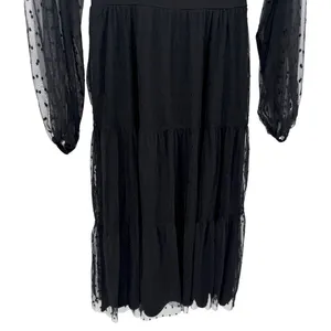 Lulus Black Swiss‎ Dot Tiered Bustier Midi Dress Size XS Whimsigoth Fairy Grunge thumbnail 11