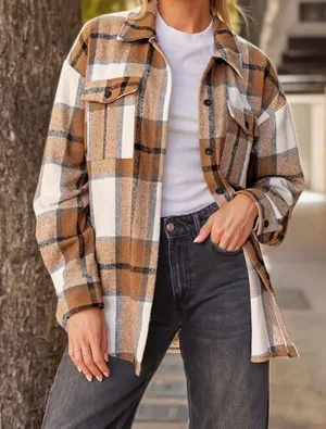 Flannel Shacket Brown Size M thumbnail 1