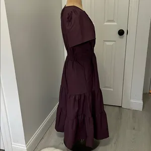 THML Maroon Faux Leather Tiered Maxi/Midi Dress thumbnail 4