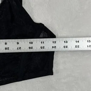 Black Floral Lace Longline Bralette‎ V-Neck Adjustable Straps Size Small READ thumbnail 4