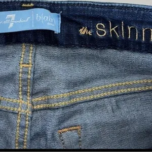 7 For All Mankind Blue Skinny Jeans thumbnail 3