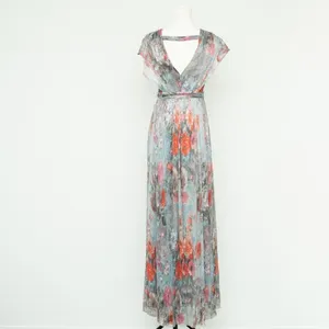 Eliza J Metallic Floral Drape Shoulder Gown thumbnail 3