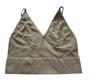 Ribbed Comfort Y2K Bra Top Wireless Pullover‎ Stretch Sleep Bozzolo Green M/L thumbnail 1