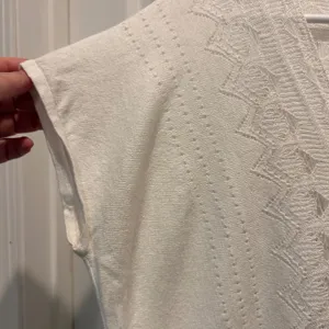 Lauren Ralph Lauren White Linen Cotton Pointelle Knit V-Neck‎ Dolman Sweater L thumbnail 3