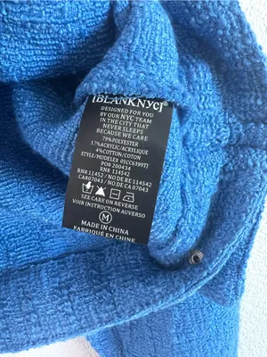 Blank NYC Women's Bright Blue Tweed‎ Moto Boxy Cropped Jacket Pockets thumbnail 4