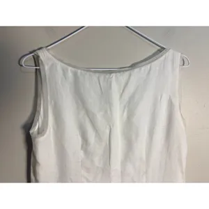 Dana B & Karen Shift‎ Dress Womens 6 White Excellent Linen Sheer Trim Scoop Neck thumbnail 6