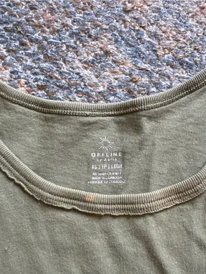 aerie Olive Green Short Sleeve Crewneck Tee thumbnail 2