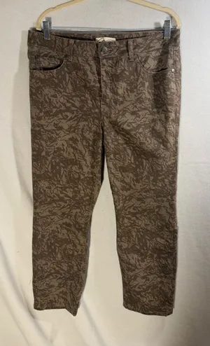 Miraclebody Women Brown Abstract Print Straight Leg Stretch Jeans Size 14 Camo thumbnail 1