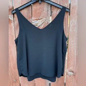 Loft Black Chiffon Casual Tank Top Blouse Women’s Size Small thumbnail 5