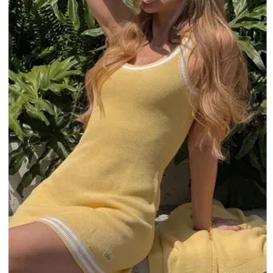Alo Yoga Tennis Club Sweater Knit Dress White/Warm Butter Yellow Size XXs RARE thumbnail 1