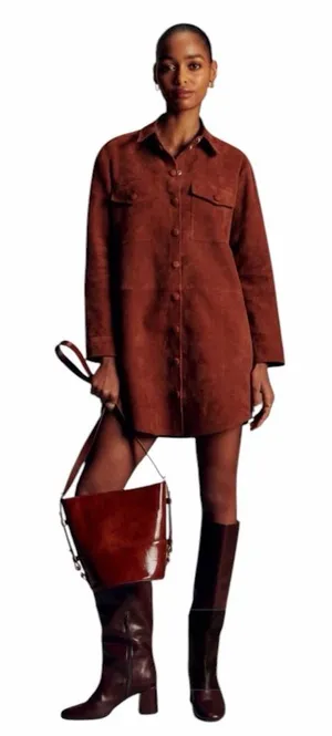 Sézane - Sadie Corduroy Shirt Dress Rust Red Size 36 US 4 thumbnail 1