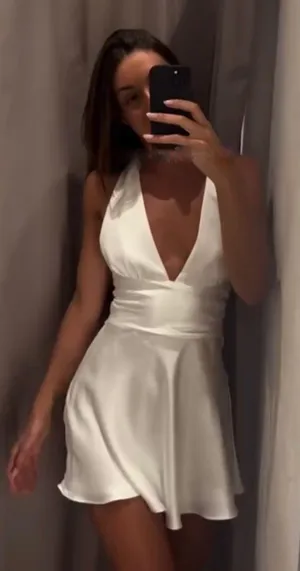 Zara dress mini halter White satin Bow wedding party coctail bridal shower thumbnail 2