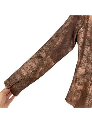 Roper Vintage Leather Jacket Bronze Metallic Full Zip Size Small Western Cowgirl thumbnail 6