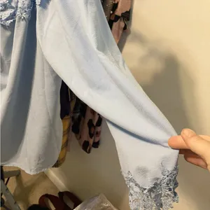 SHEIN Light Blue Ruffle Lace Blouse thumbnail 3