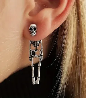 NEW skeleton earrings, punk jewelry, skeleton jewelry, goth jewelry, dangle thumbnail 1