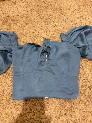 NEW Hello Molly Azure Skies Long Sleeve Tie Front Crop Top Blue Size Small/4 thumbnail 11