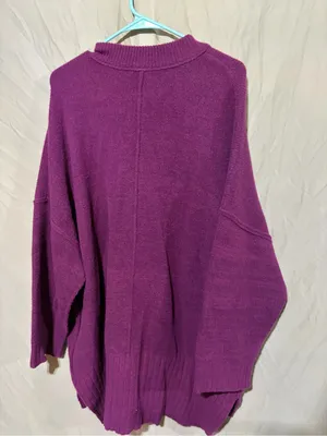 Free People High Low Plum Oversized Sweater Tunic Purple peaches thumbnail 5