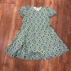 Boden Green/Blue Medallion Pattern Dress Size 14 Short Sleeve Knee Length Cotton thumbnail 3