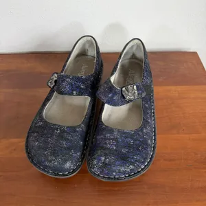 Alegria Paloma Mary Jane Purple Silver Metallic Leather Decor Strap Womens 38 thumbnail 2