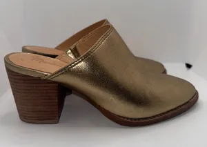 MADEWELL Harper Mules Metallic Gold Leather Women’s 5 thumbnail 1