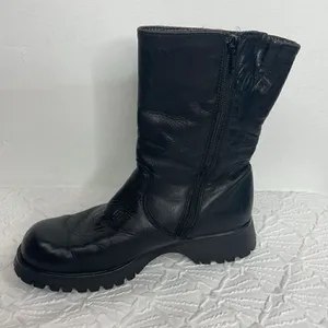 Havana Joe Mid Calf Leather Zipper Black Booties size 37 thumbnail 9