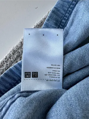Uniqlo Light Wash Cotton Denim Boatneck Tunic Jean Shirt Top Sz XL thumbnail 6