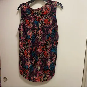 Catherines Womens Tank Top L Fancy Damask Print Multicolor Gold Glitter Streaks thumbnail 5