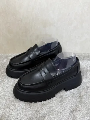 ASOS Design Women’s Wide Fit Maestro Chunky Loafers Shoes Academia in Balck 9W thumbnail 6