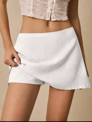 shein white linen mini skirt thumbnail 1