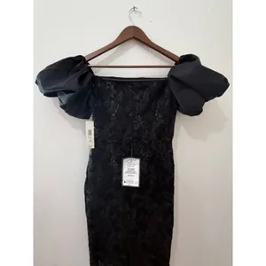 Eliza J Black Dress Sequin Lace Off Shoulder Puff Sleeve Size 4 Glam Cocktail thumbnail 7