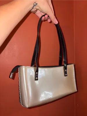 Beijo Ivory Patent Shoulder Bag with silver studs thumbnail 5