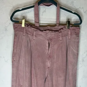 American Eagle pink paperbag waist relaxed fit pants thumbnail 3