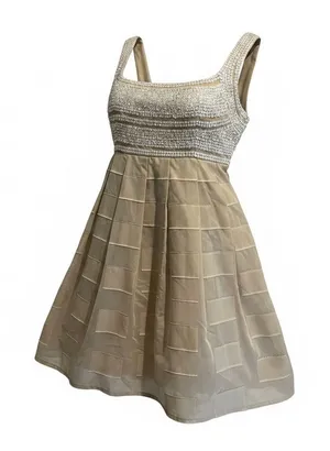 Gold Sequin Mini Dress Fairy Coquette Carmen Marc Valvo Size 4 Y2K thumbnail 1