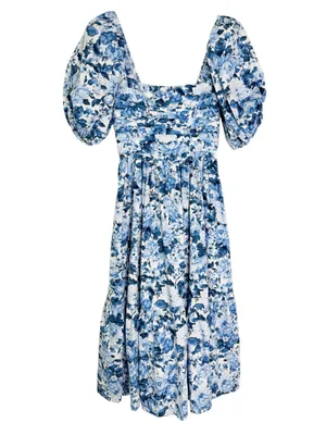 Abercrombie & Fitch Emerson Blue Floral Midi Dress Size XS thumbnail 4