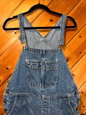 90s Xhilaration raw hem denim short overalls thumbnail 2