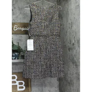 NWT City Studio Boucle Sheath Pocketed V Neck Sleeveless Dress Black Multi 3/4 thumbnail 5