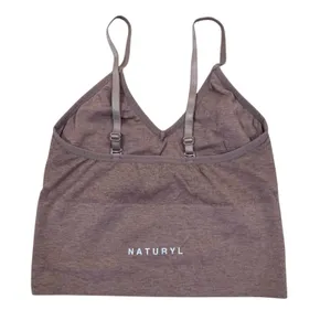 Naturyl Mauve Seamless‎ V Neck Bralette Crop Lounge Stretch Women M thumbnail 2