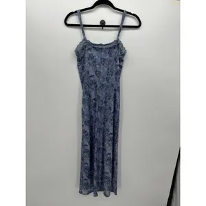 No Boundaries Blue Floral Y2K‎ Mesh Maxi Babydoll Dress Sz M Boho Dainty Feminine Coquette thumbnail 2