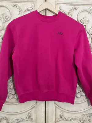 Fleo Cotton Blend Vibrant Pink Long Sleeve Pullover Crewneck Size Small thumbnail 2